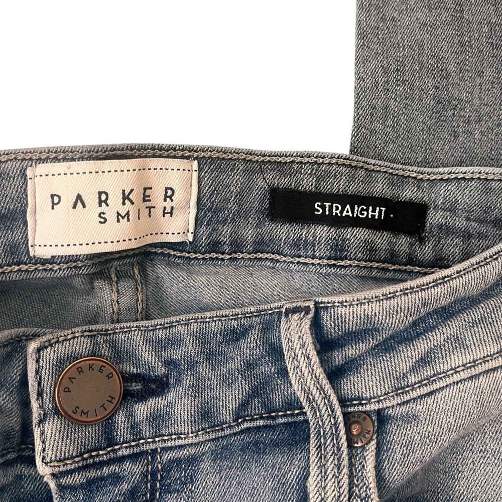 Parker Smith Mid Rise Ankle Crop Light Blue Straight Leg Jeans Sz 28/6 - Picture 8 of 11